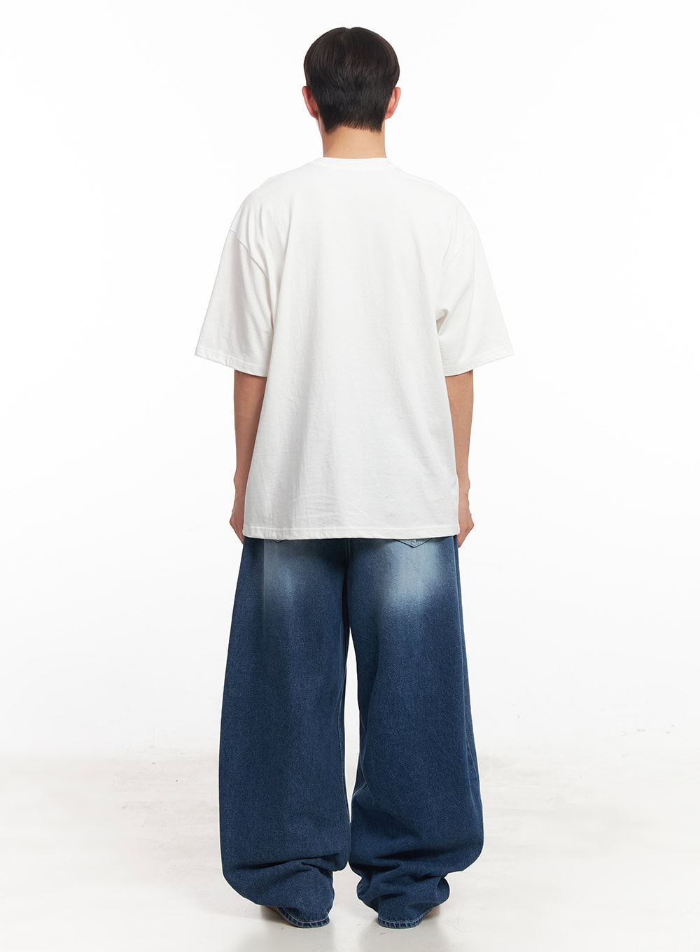 Men's Washed Balloon-Fit Jeans (Blue) IA521