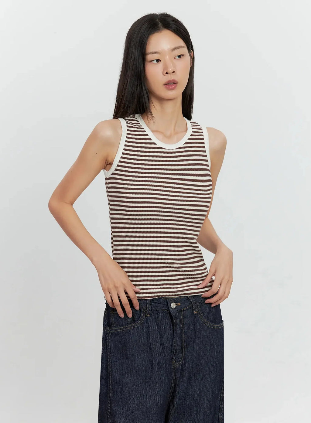 Striped Knit Tank Top IL528