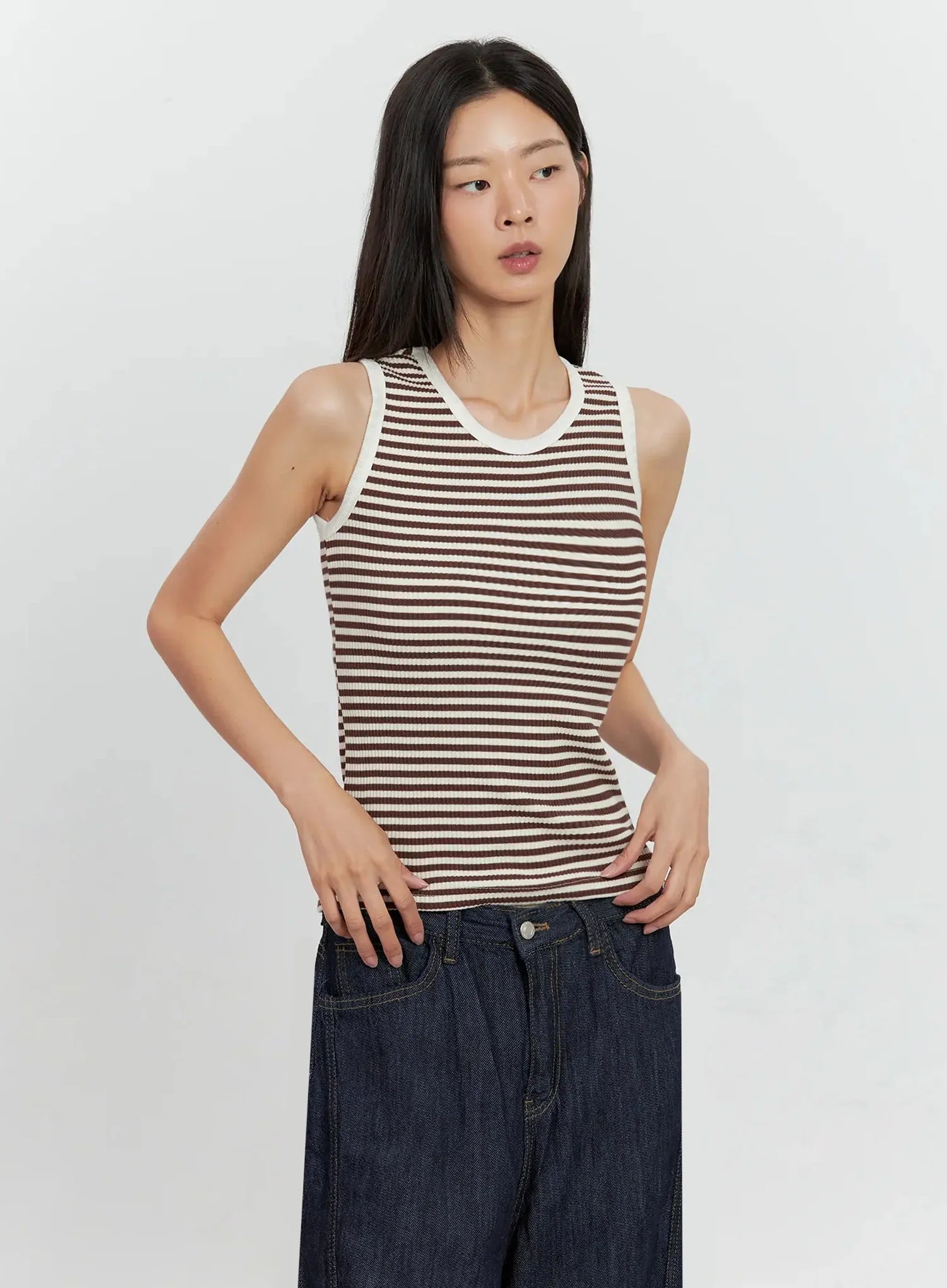 Striped Knit Tank Top IL528