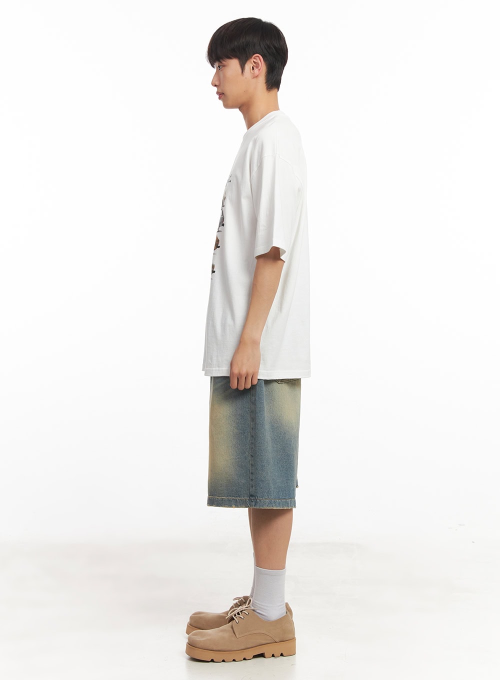 Men's Washed Wide-Fit Jorts IA518