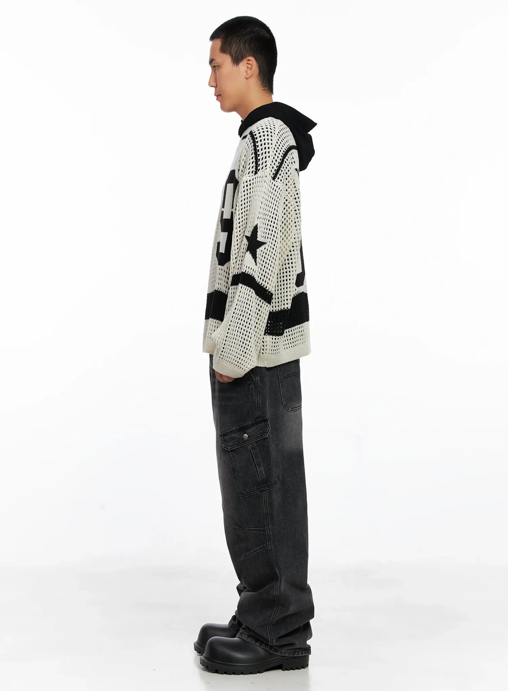 Men's Double Darted Cargo Wide-Leg Jeans IS509