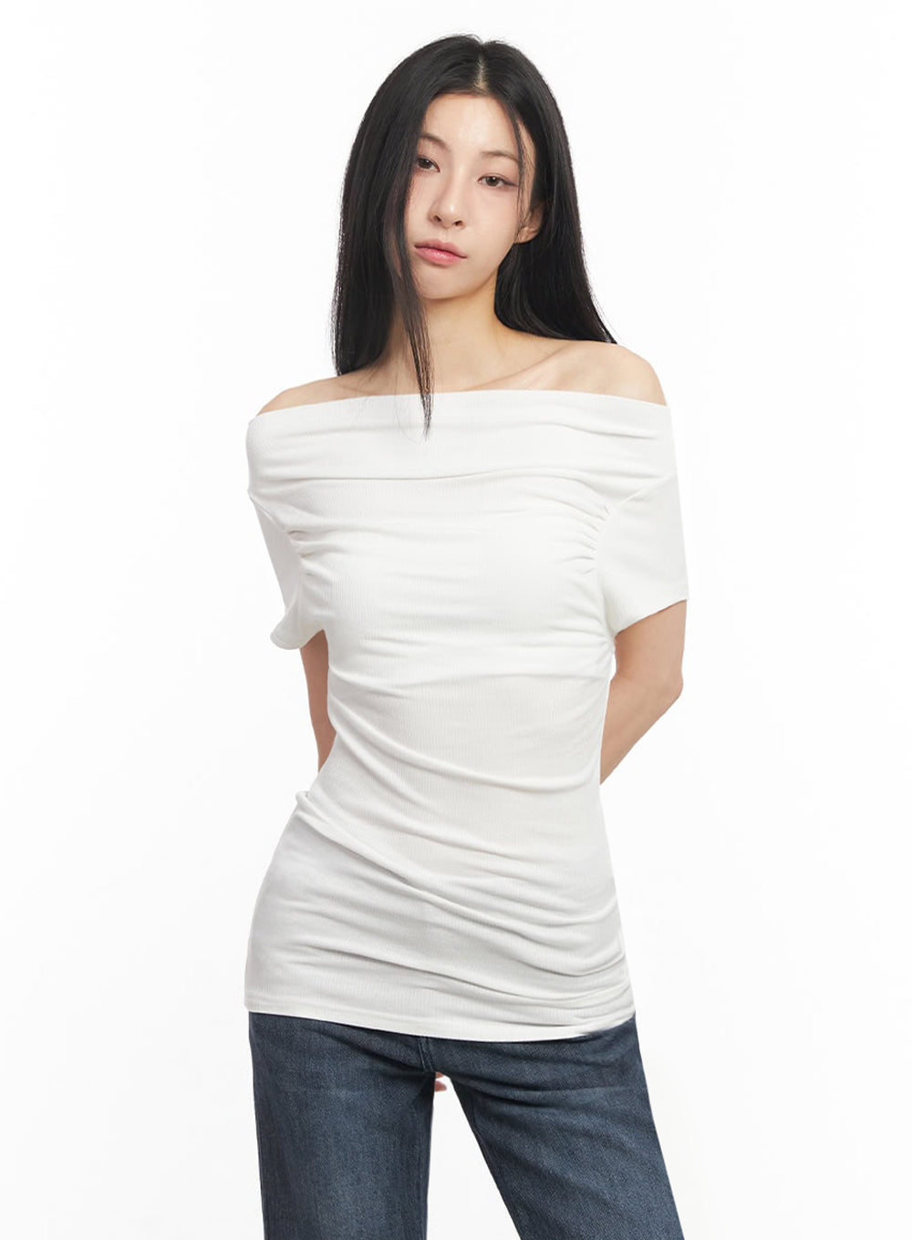 Off-Shoulder Slim-Fit Mini Dress IU509