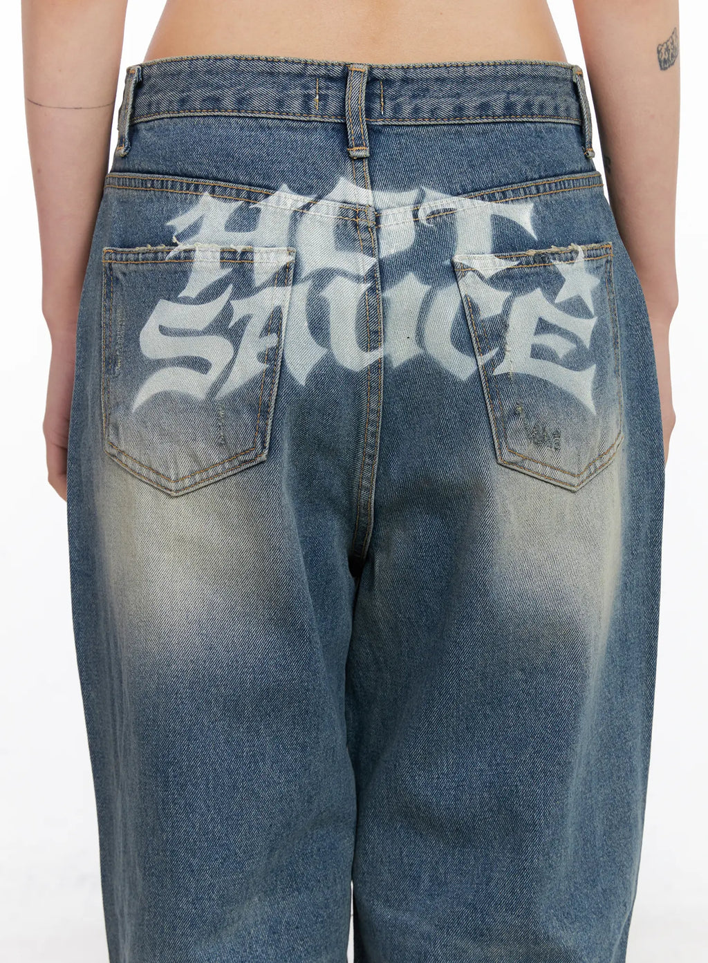 Siya Print Washed Wide-Leg Jeans CO508