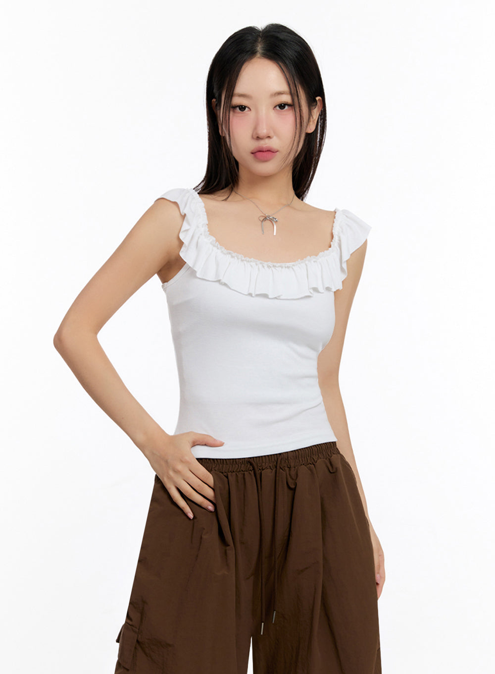 Slim-Fit Frill Tank Top IU509
