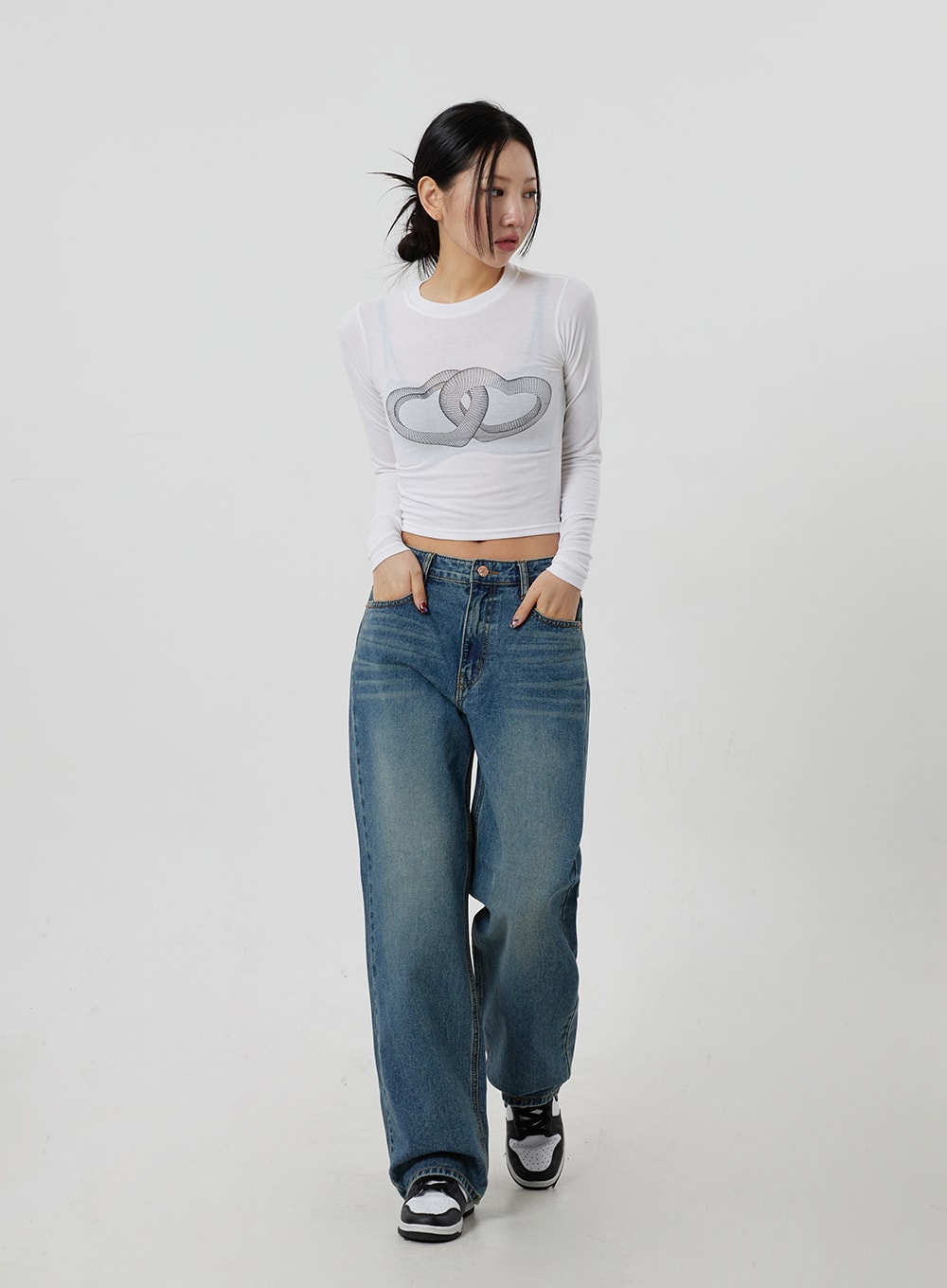 Heart Crewneck Cropped Top CF301