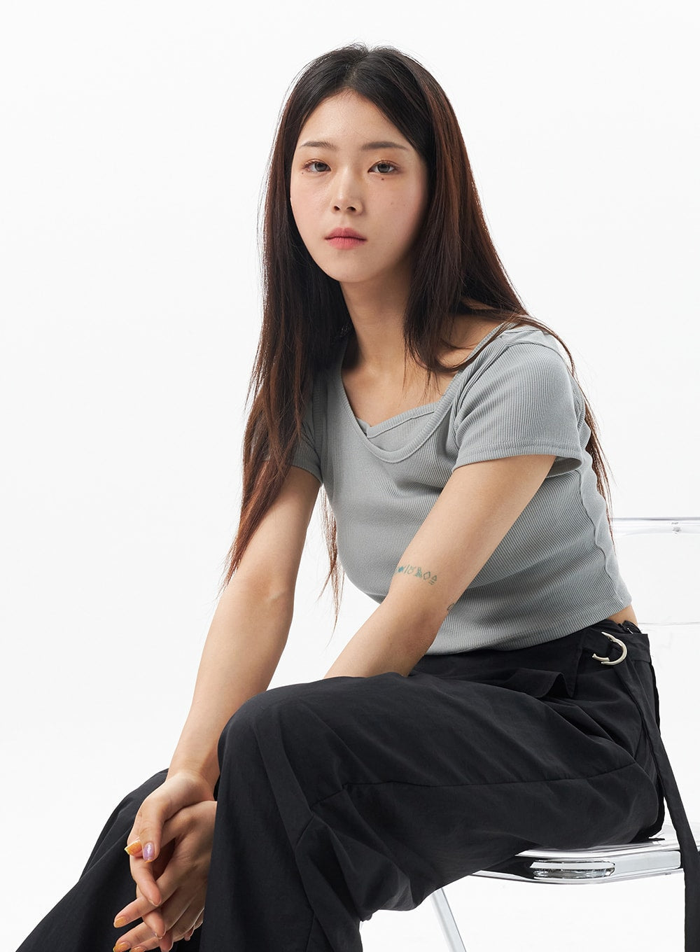 Layered Cropped Tee OU319