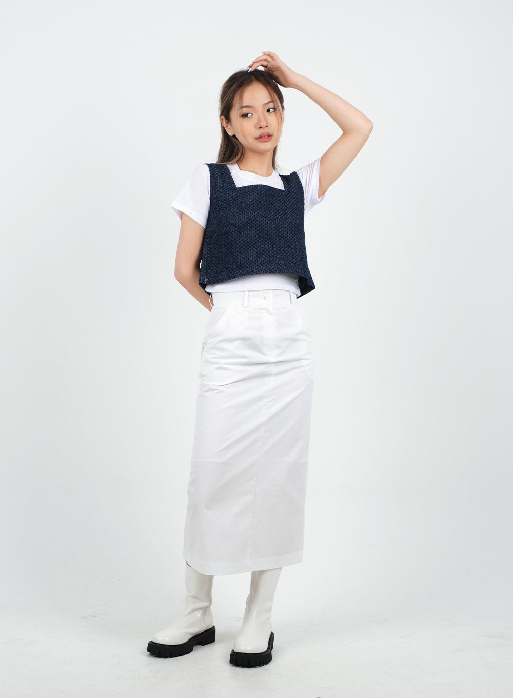 Sqaure Neck Cropped Denim Tank Top CA26