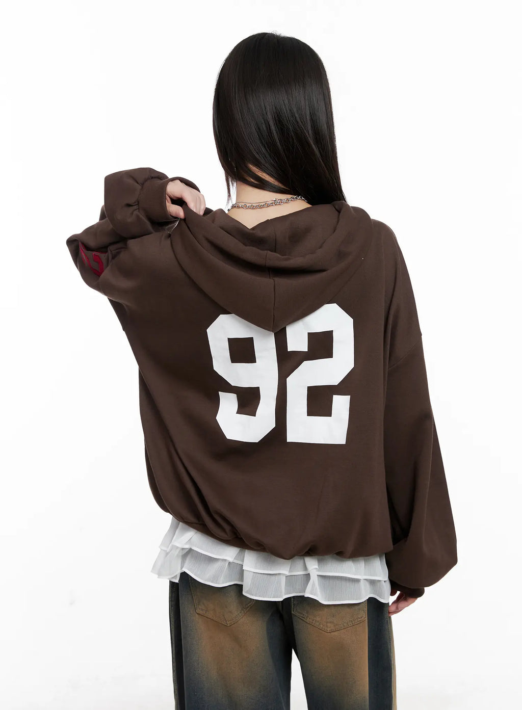 Oversized Graphic Zip-Up Hoodie CG519