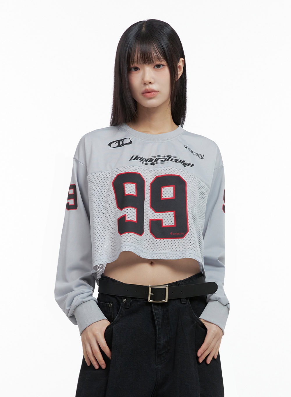 Lettering Mesh Crop Top IO430