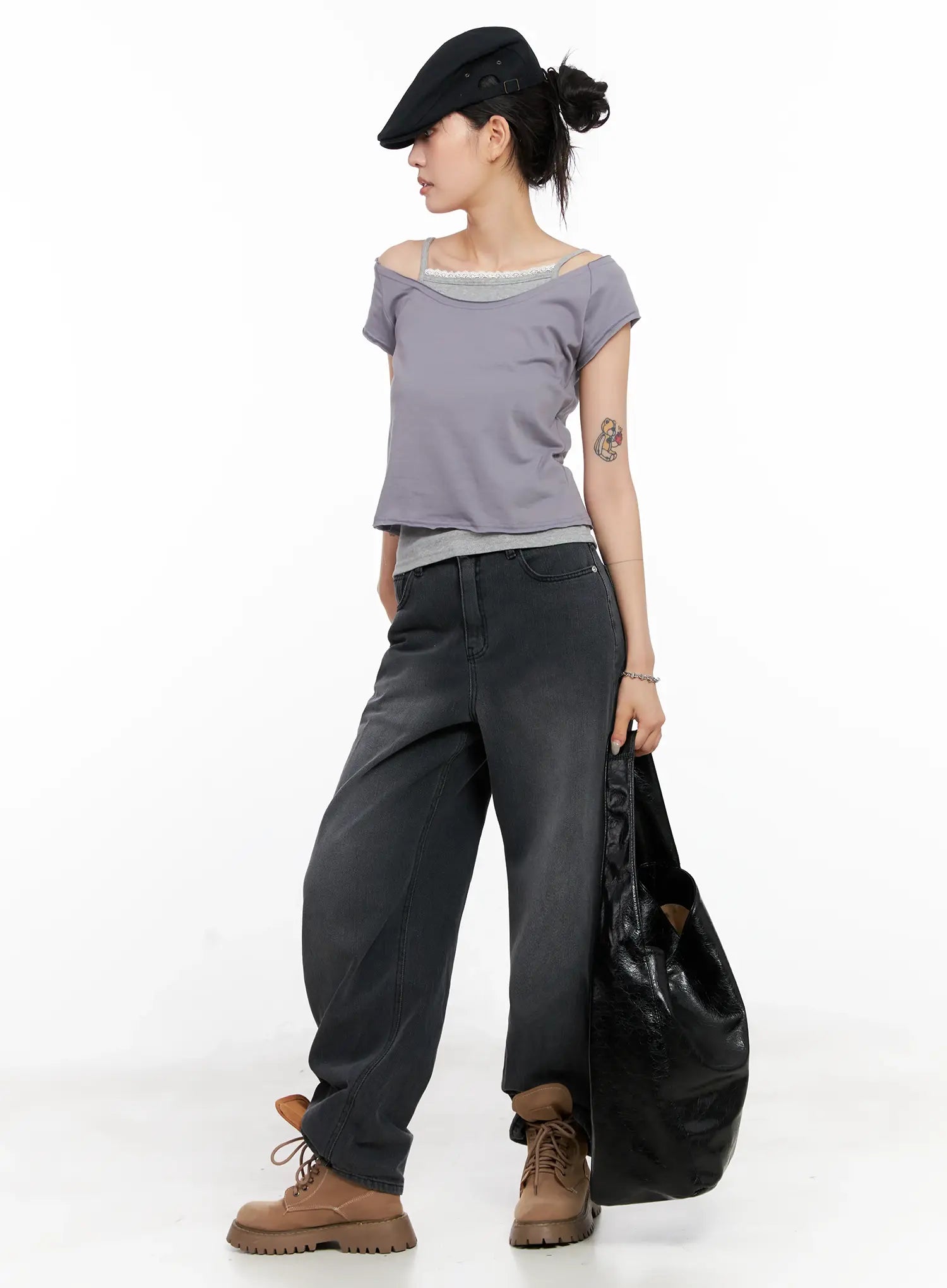 Sarang Washed Black Baggy Jeans CL528