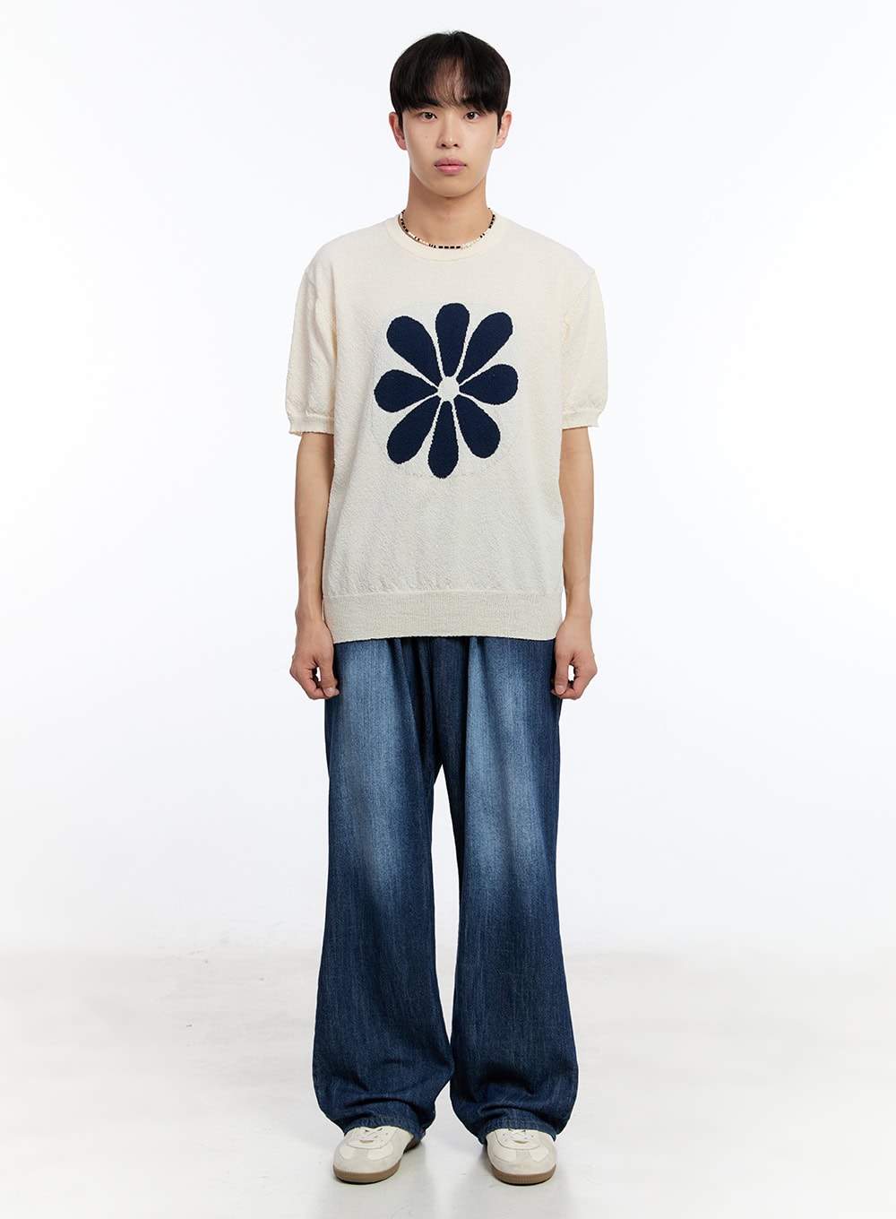 Men's Pintuck Denim Sweatpants (Dark Blue) IY529