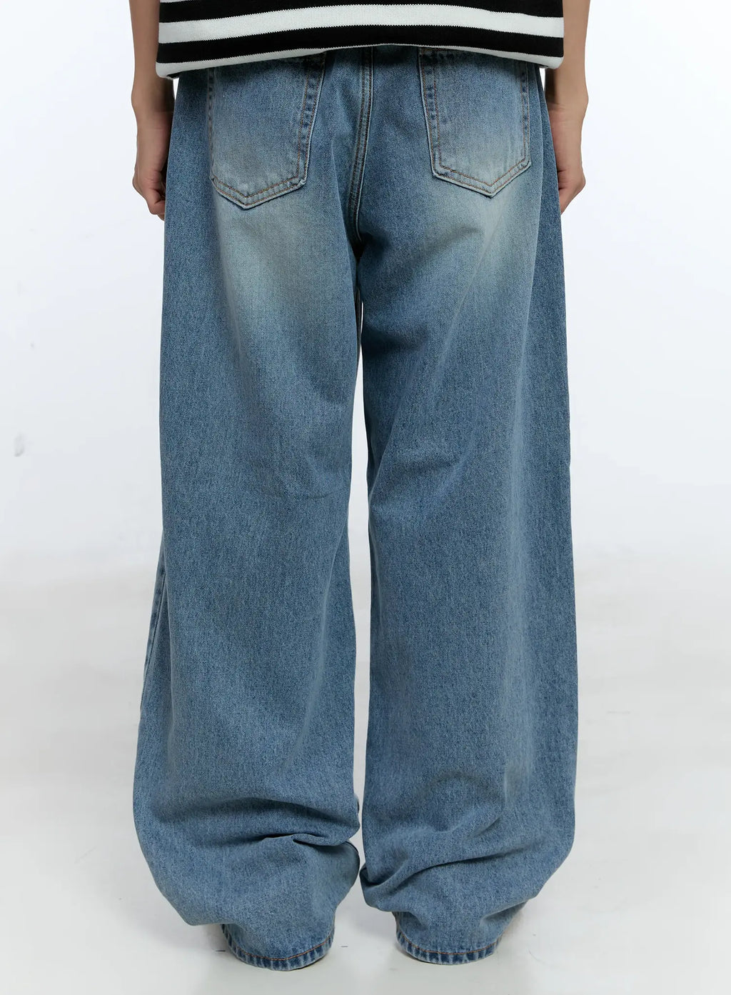 Men's Casual Wide Leg Washed Jeans IG519