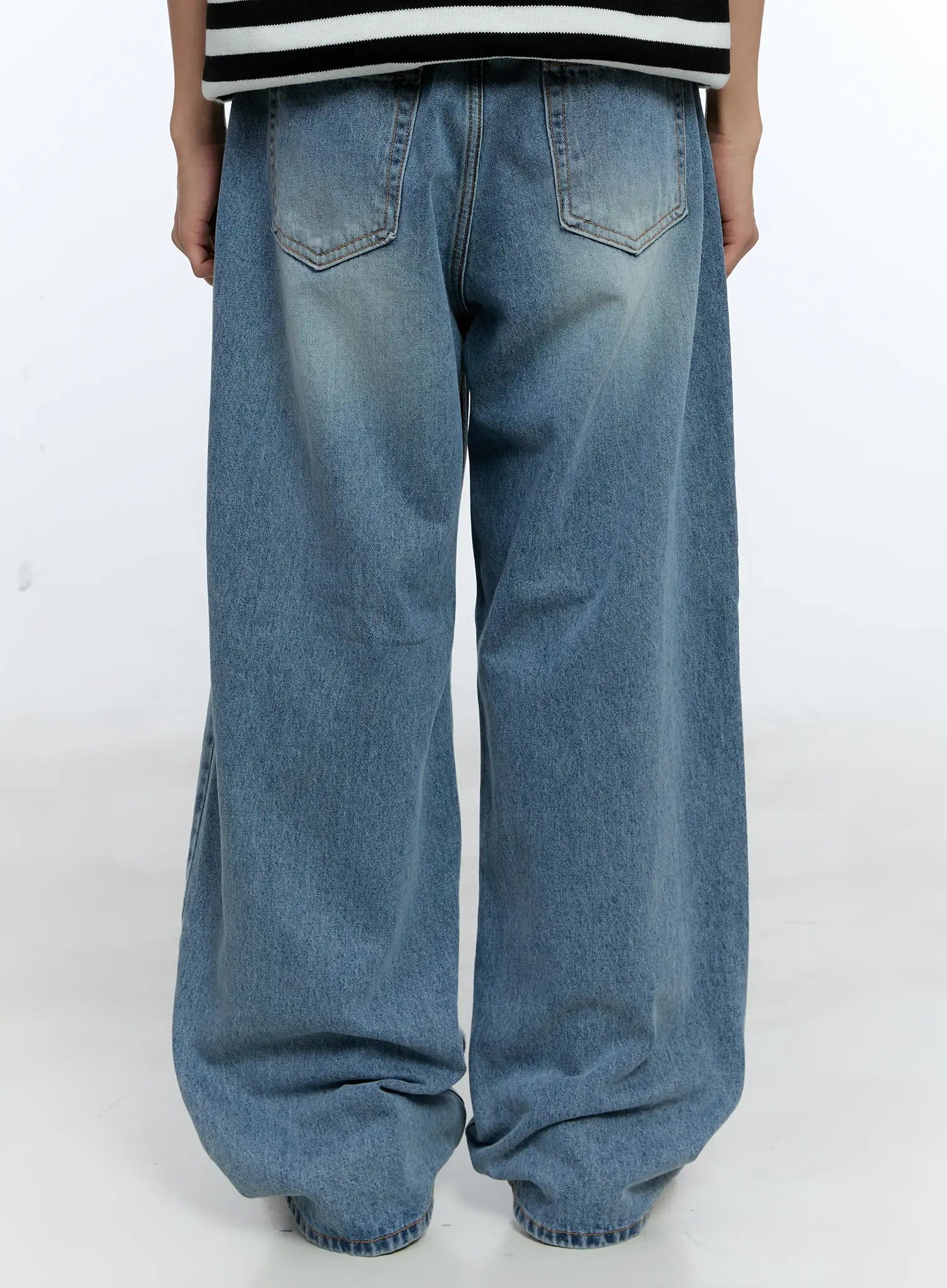 Men's Casual Wide Leg Washed Jeans IG519