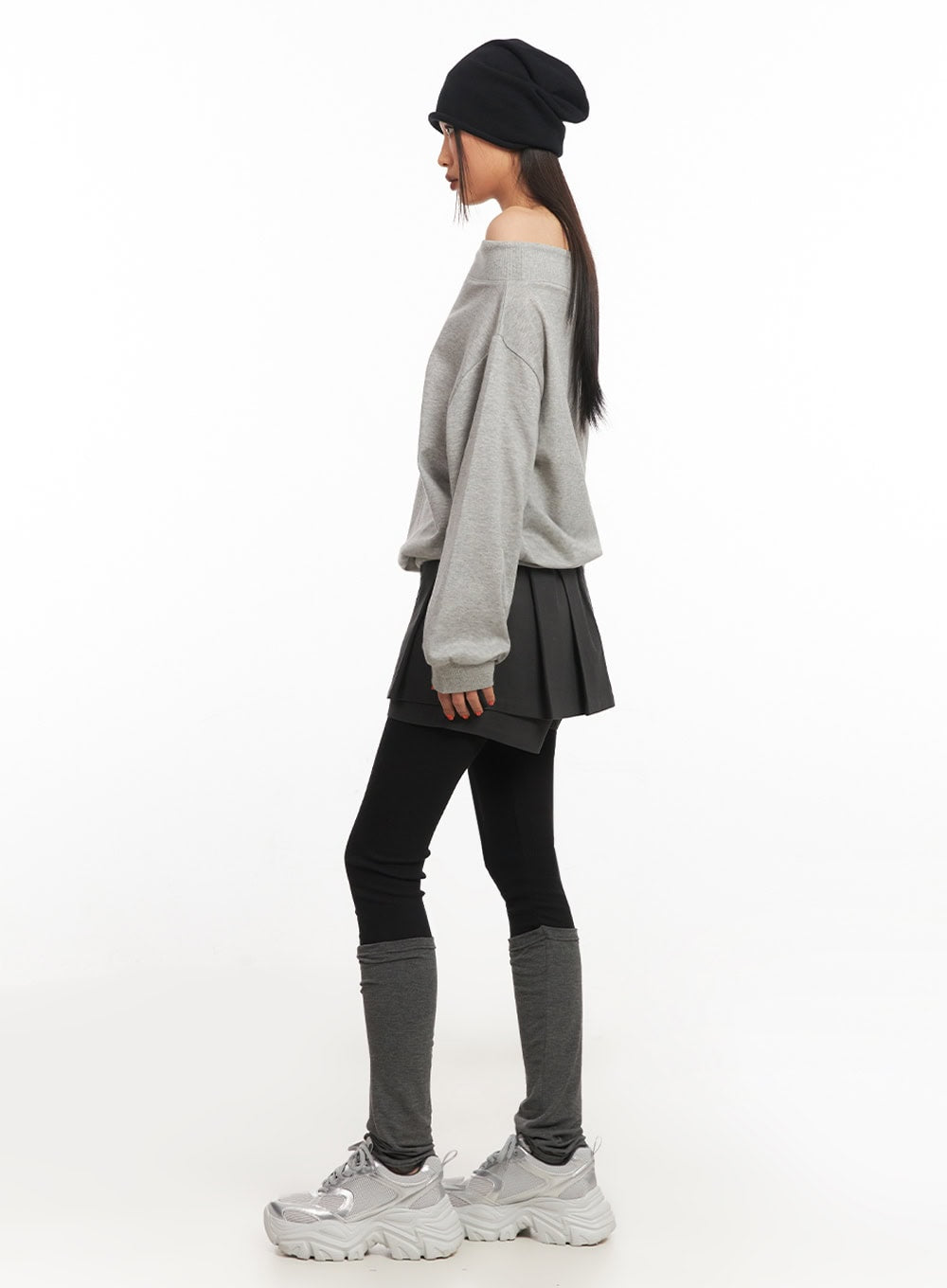 Stringed Off-Shoulder Sweatshirt IA504