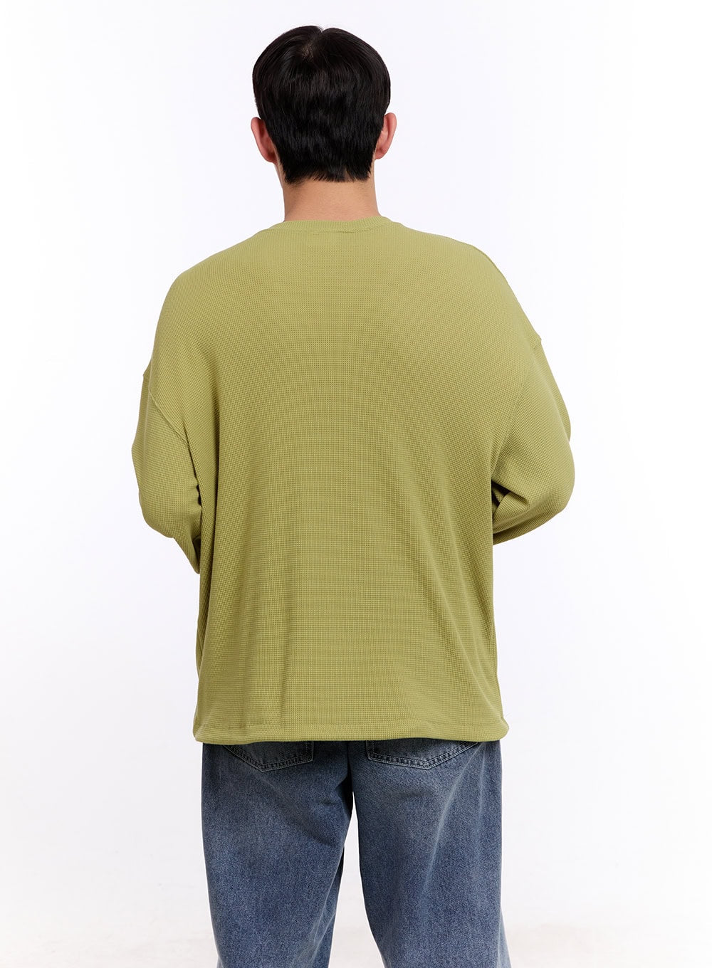 Men's Oversized Waffle-Knit Long Sleeve Tee IM512