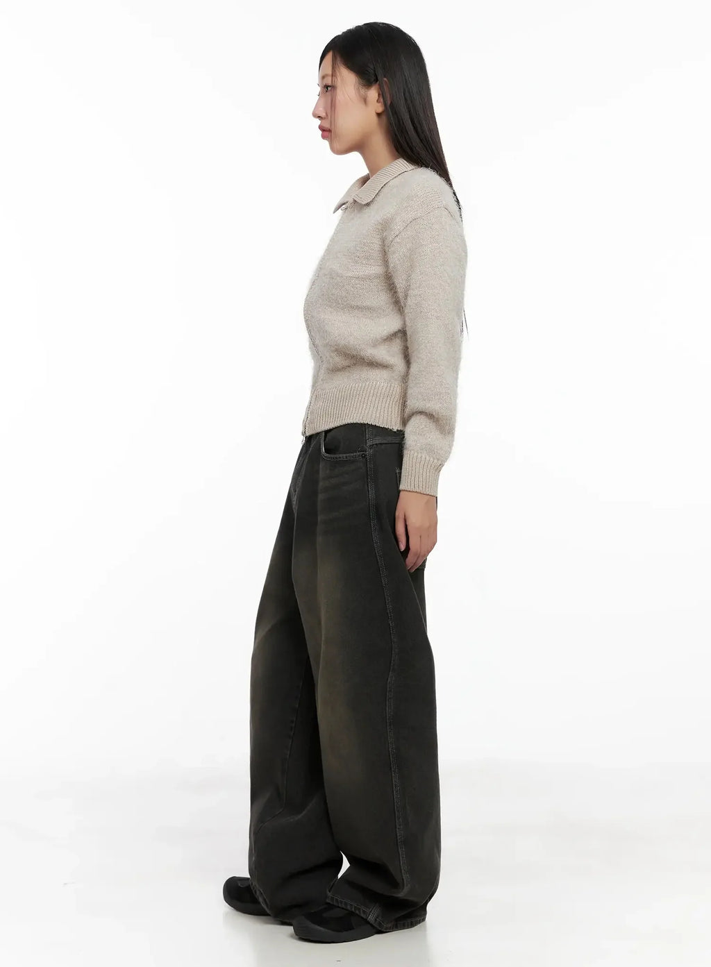 High Neck Zip Up Sweater IG527