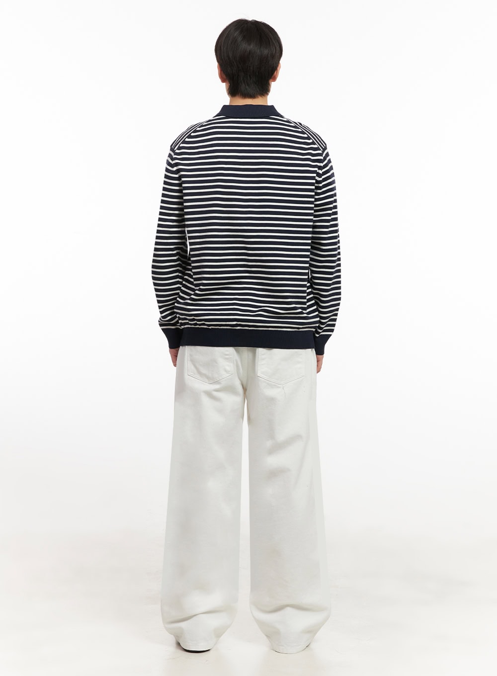 Men's Cotton Wide-Fit Trousers (White) IJ517