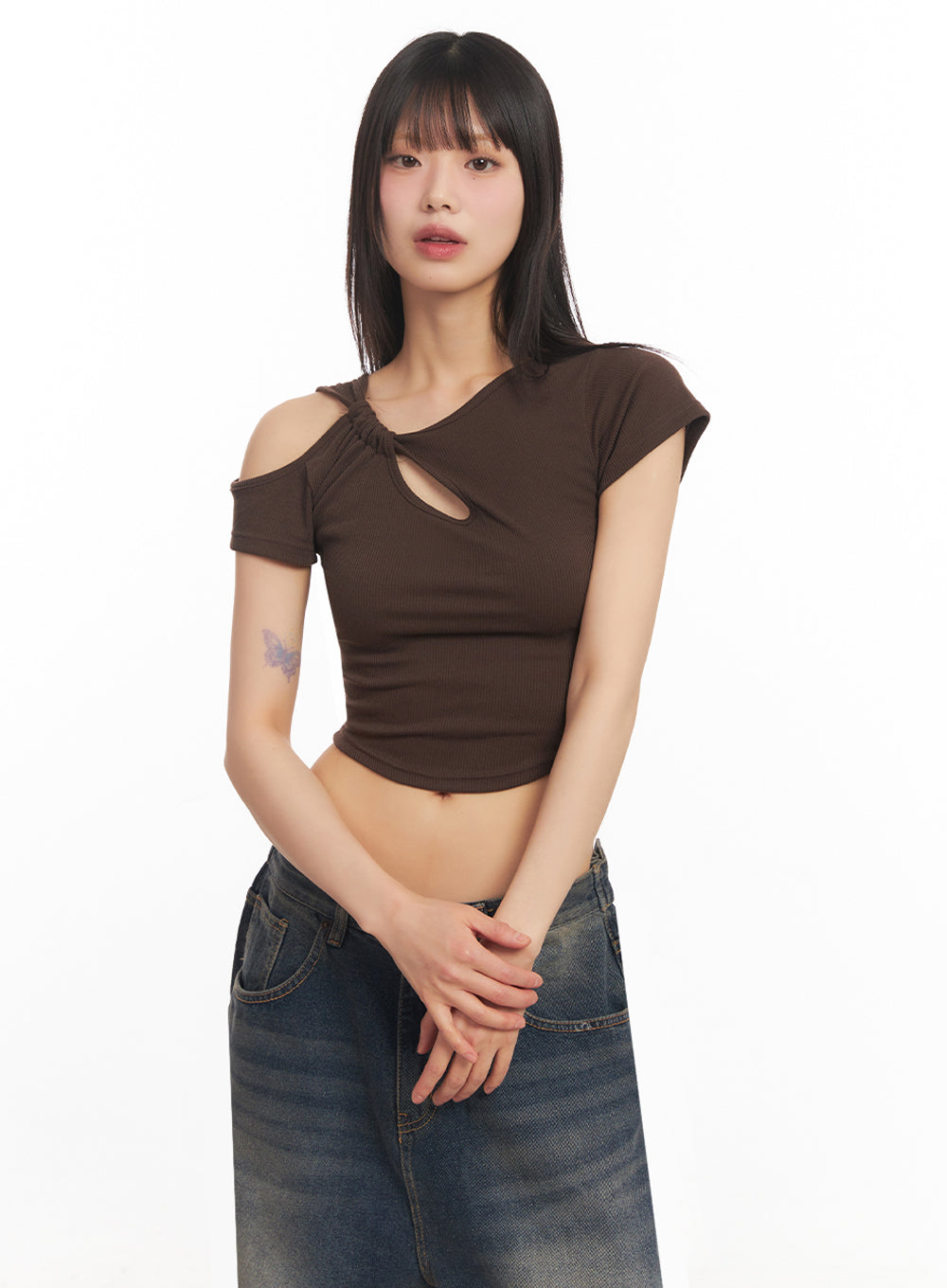 Asymmetric Cut-Out Crop Top IY502