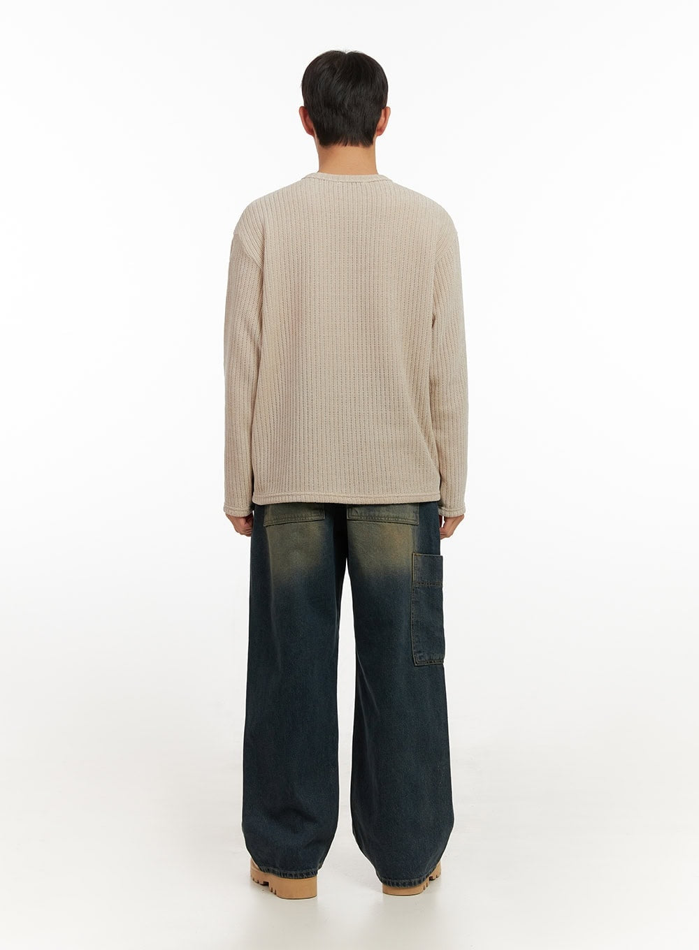 Men's Pocket Detail Wide-Leg Jeans ID406