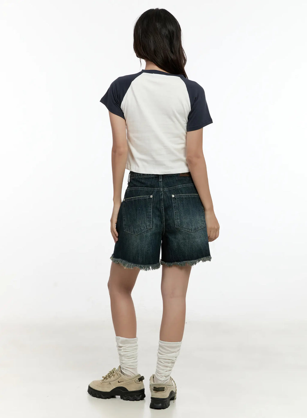 Distressed Hem Denim Shorts CL531