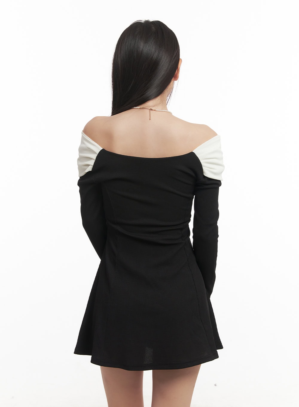 A-Line Ribbon Off-Shoulder Mini Dress CF520