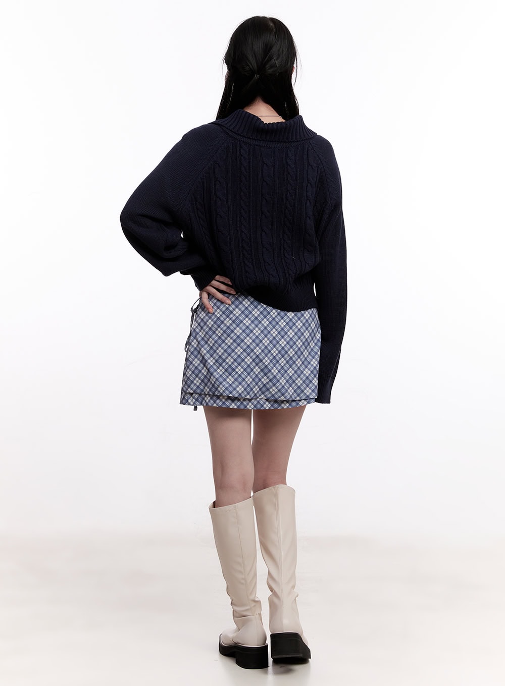 Cable Knit Zip-Up Cardigan CM526