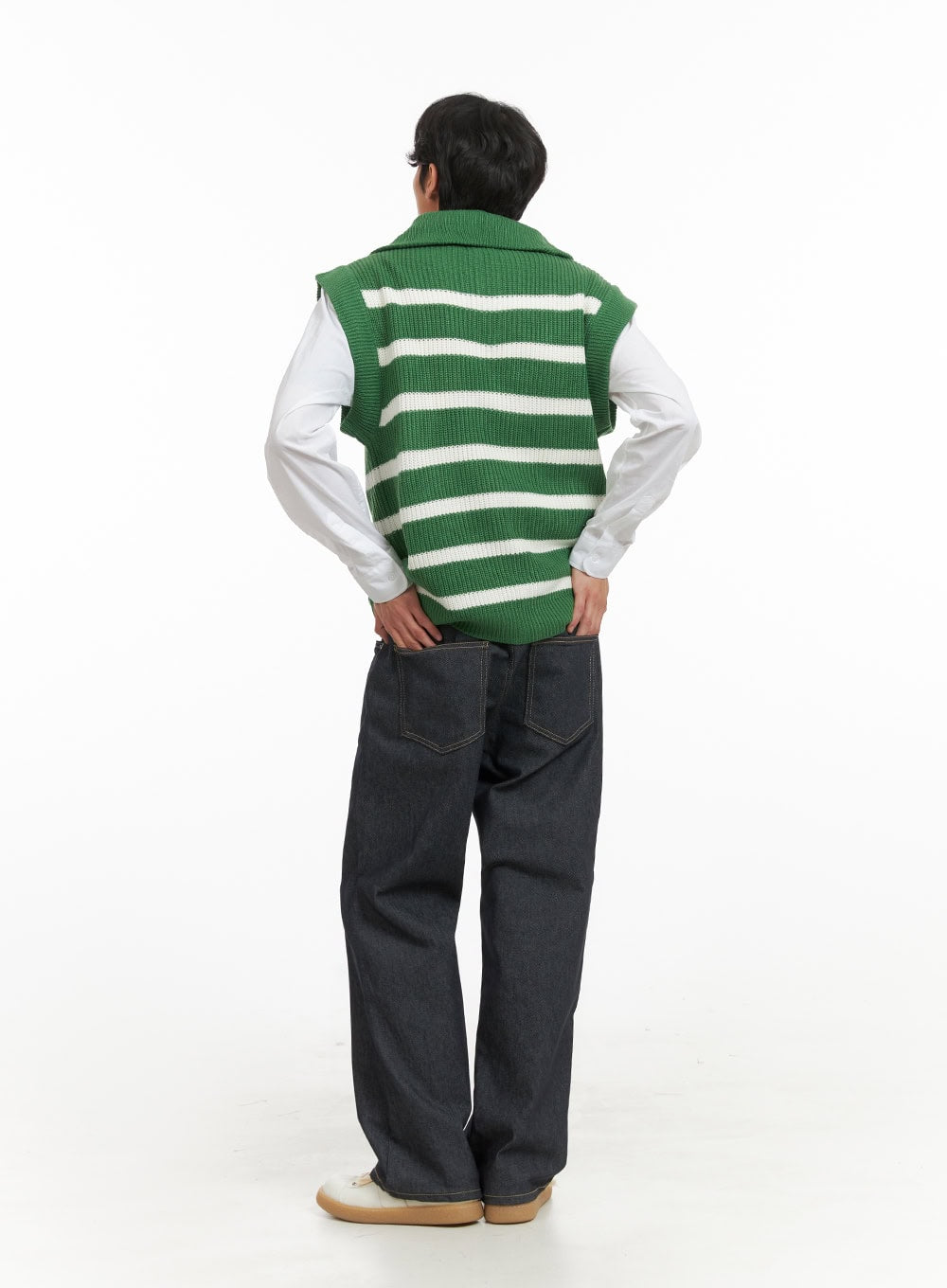 Men's Half Zip-Up Stripe Vest IY424