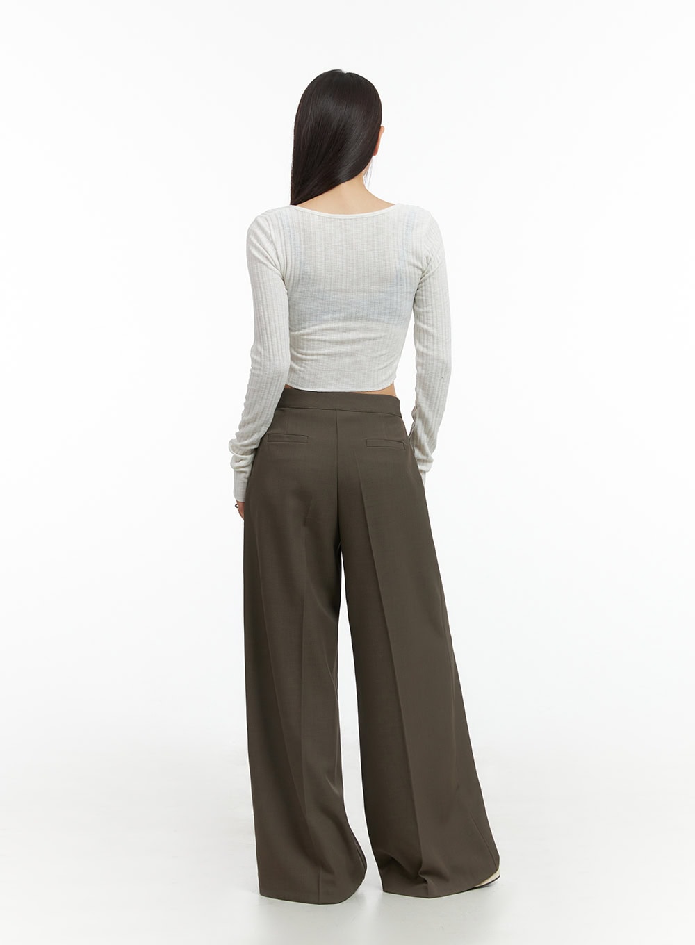 Slit Zip-Up Square Neck Crop Top IS402