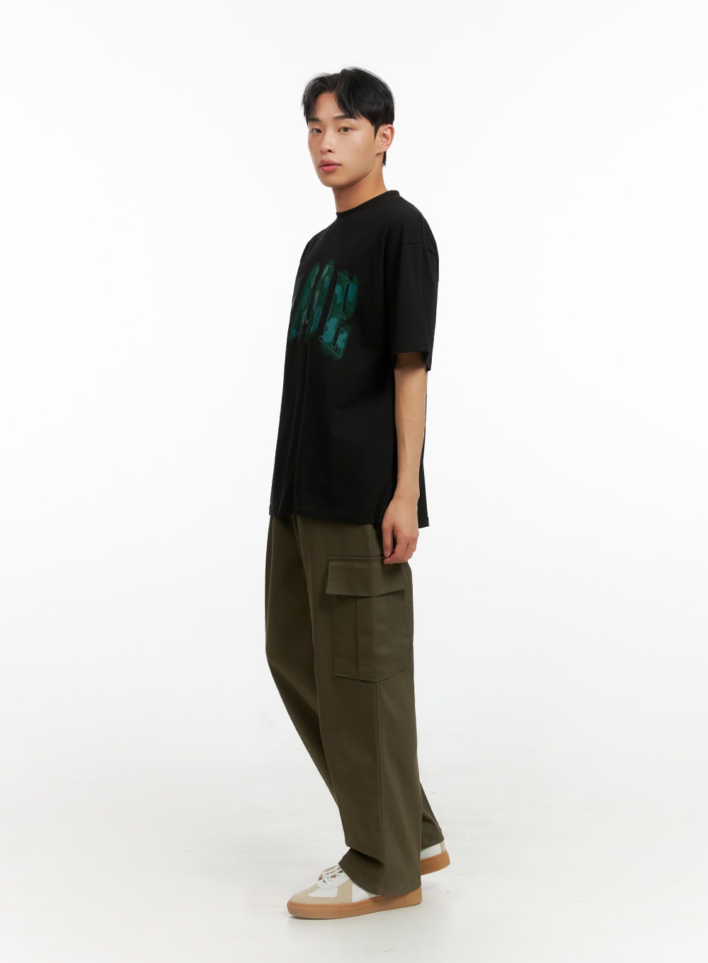 Men's Solid Cargo Pants (Dark Green) IU412