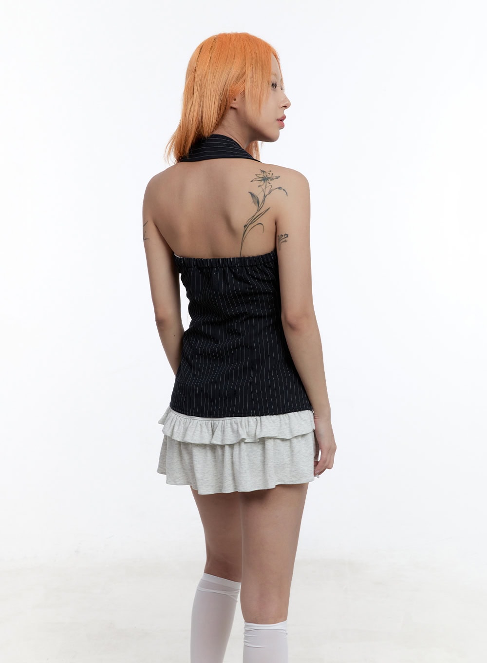 Collared Halter Stripe Cami Top CY530