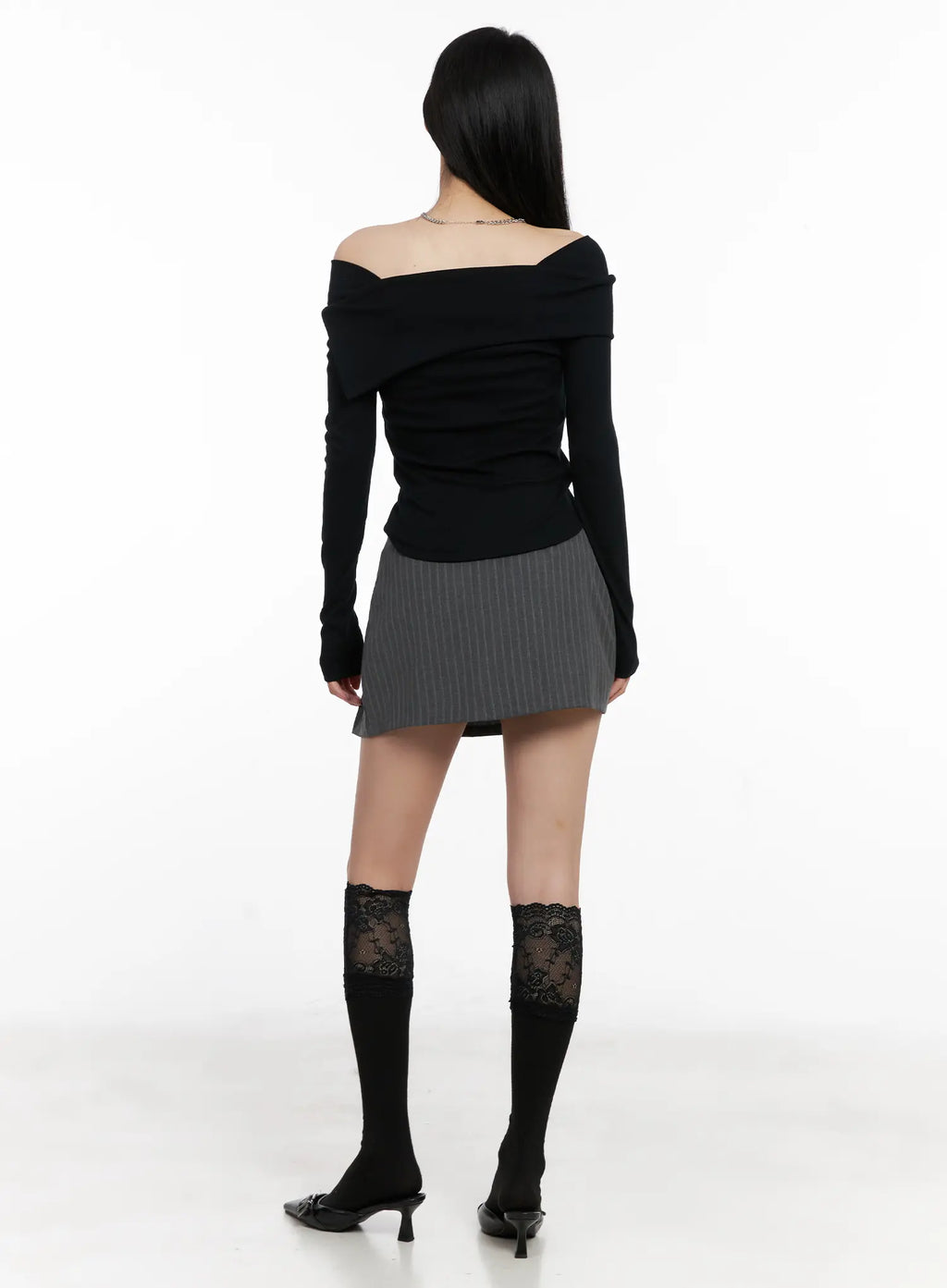 Striped Button Mini Skirt CG525