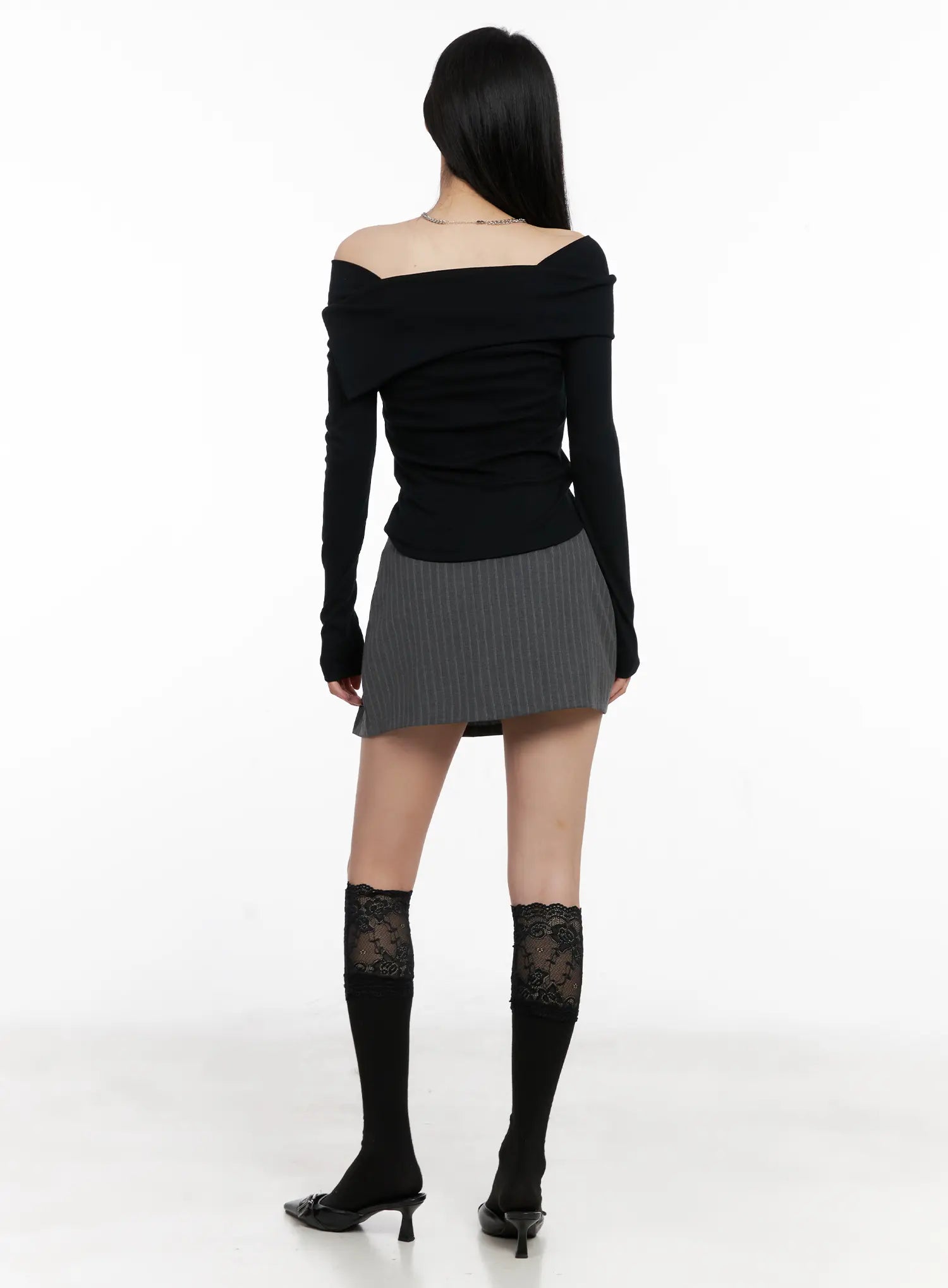 Striped Button Mini Skirt CG525