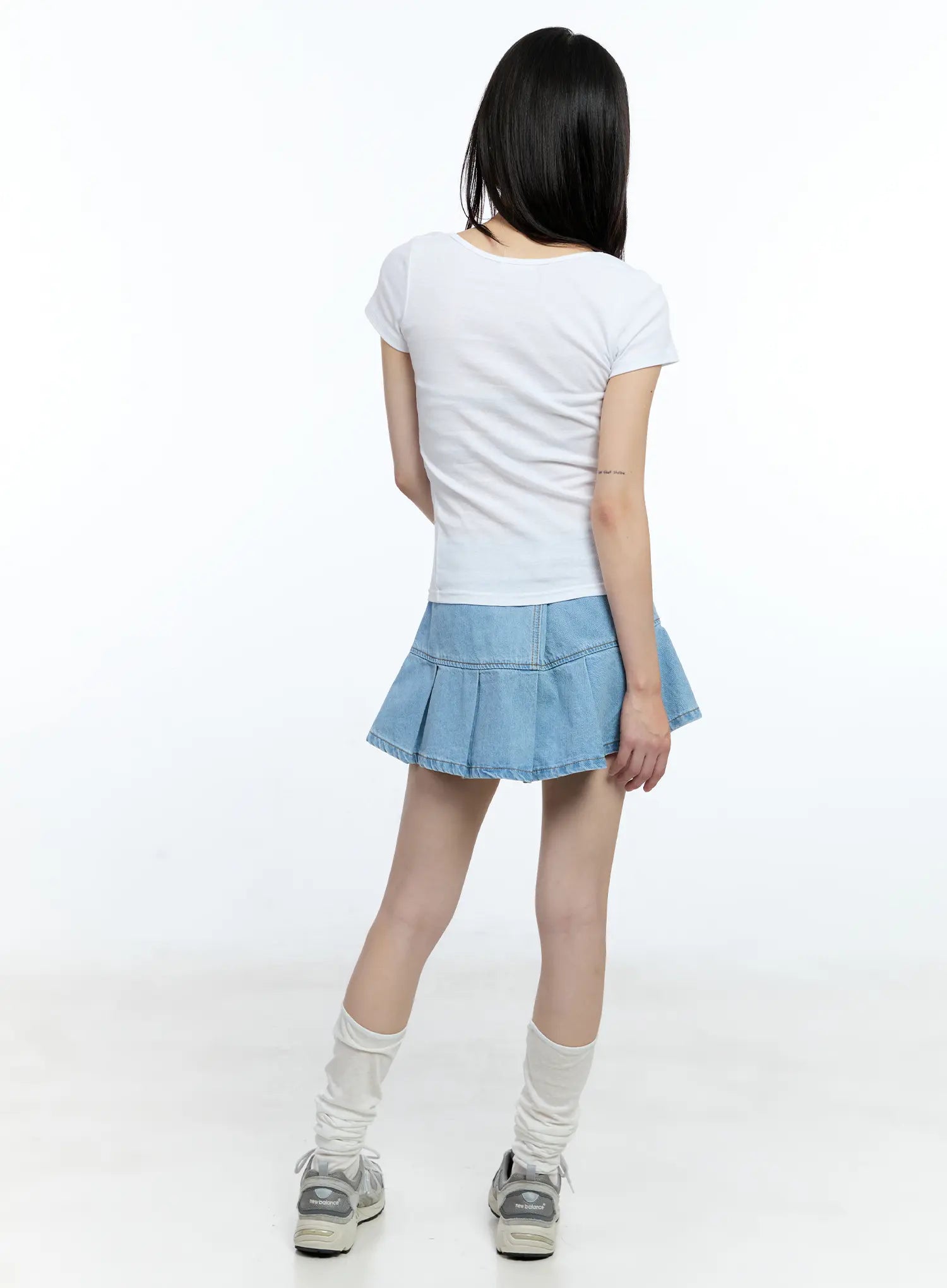 Pleated Denim Mini Skort CG511