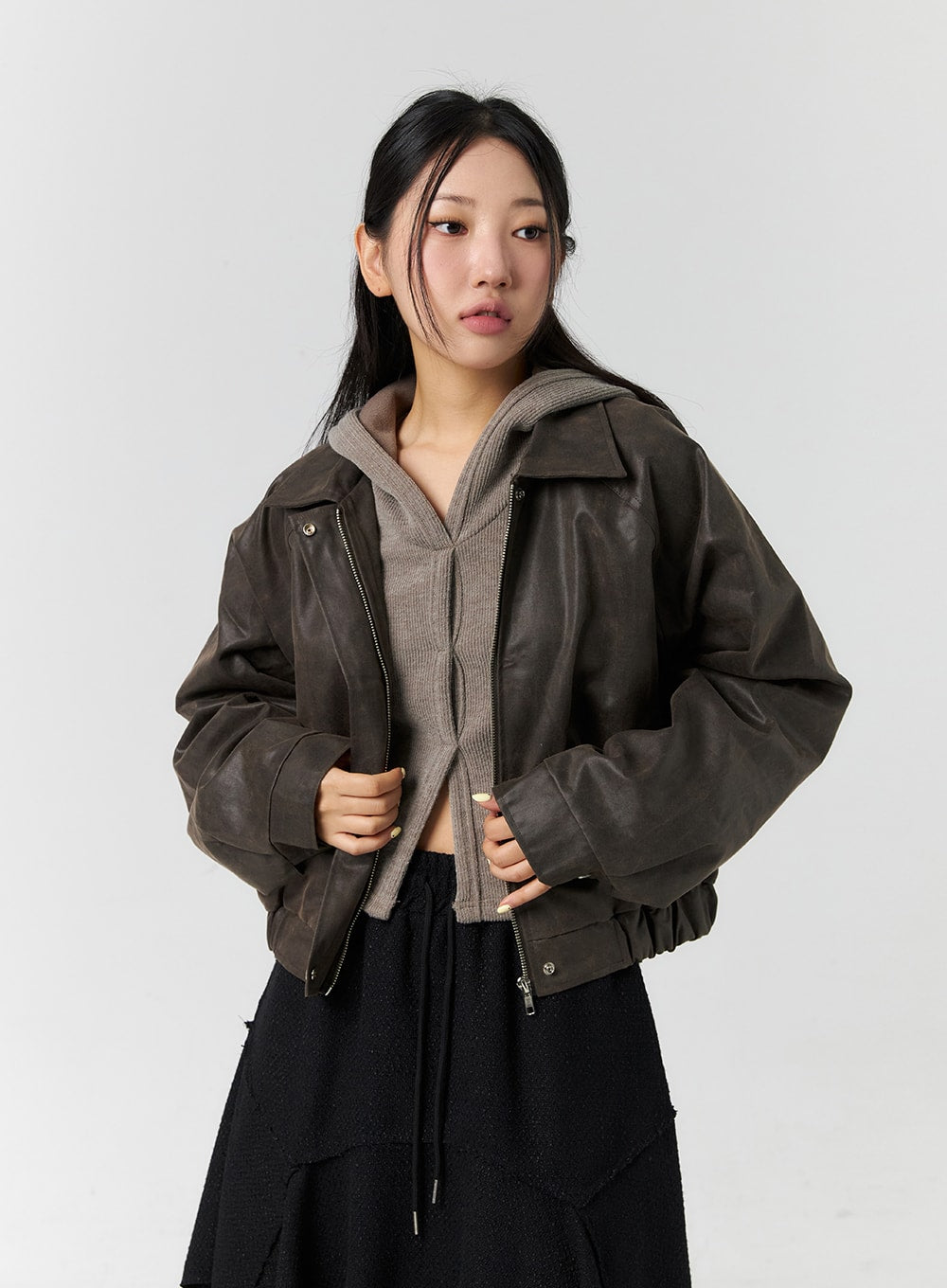 Vintage Wash Faux Leather Jacket CS305