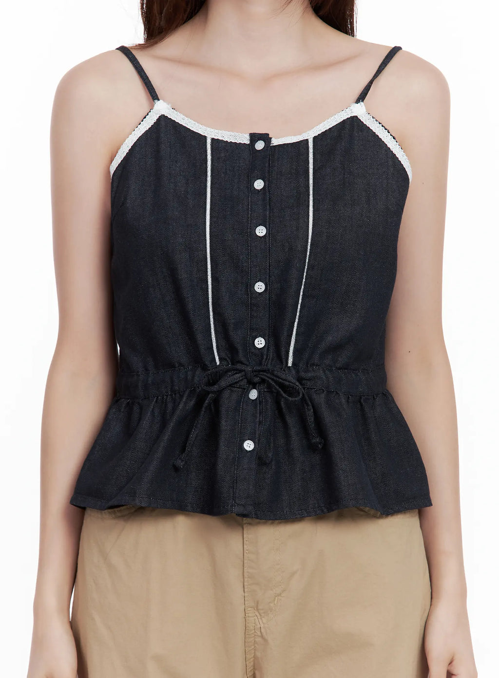 Lace Detail Buttoned Tank CL502