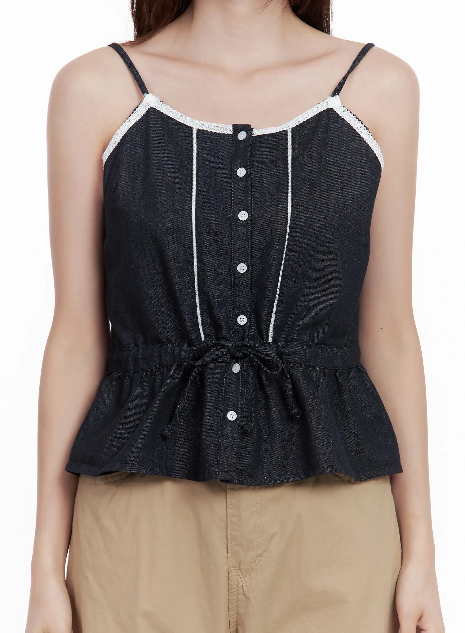 Lace Detail Buttoned Tank CL502
