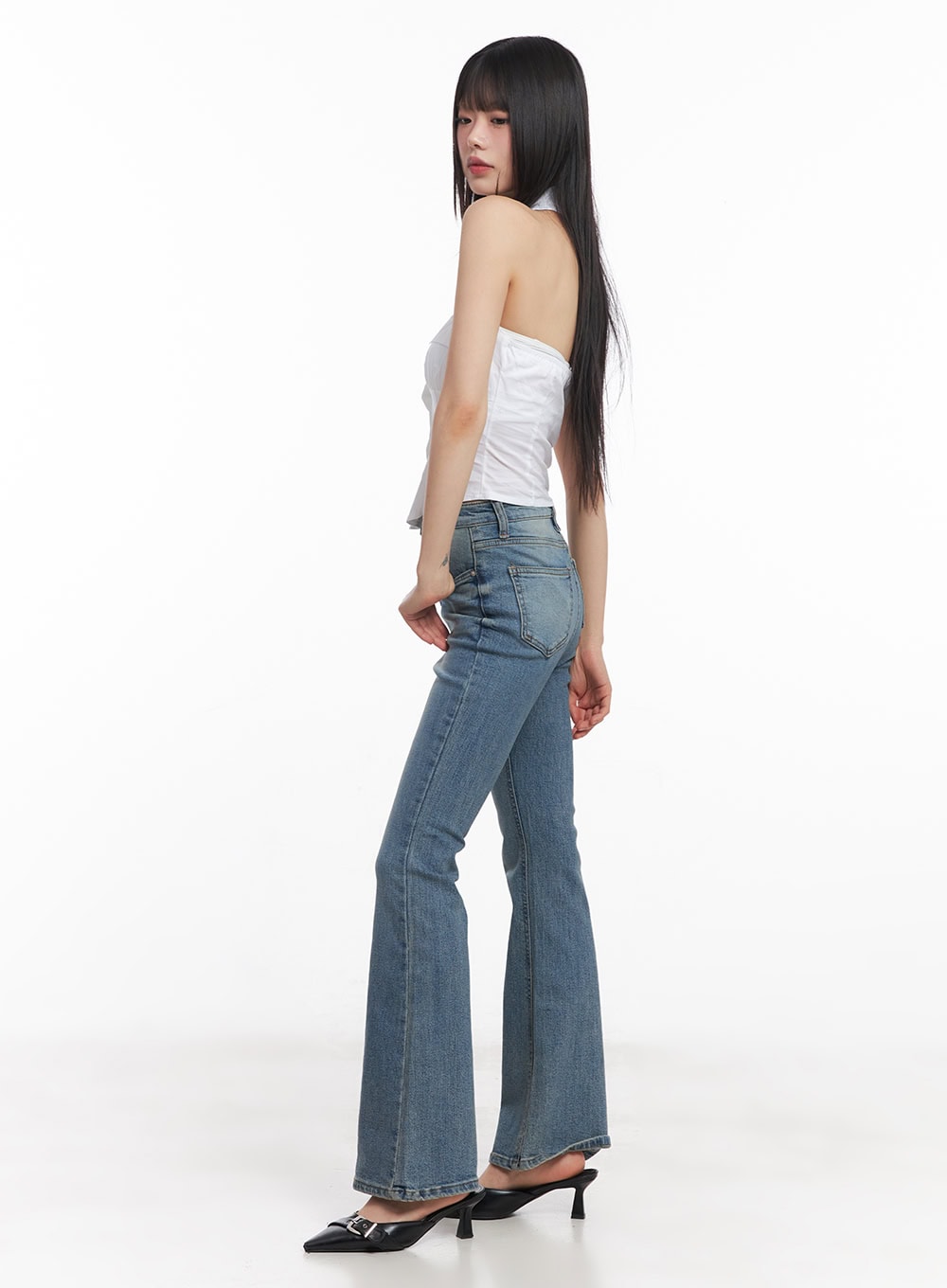 Collared Halter Buttoned Top CY512