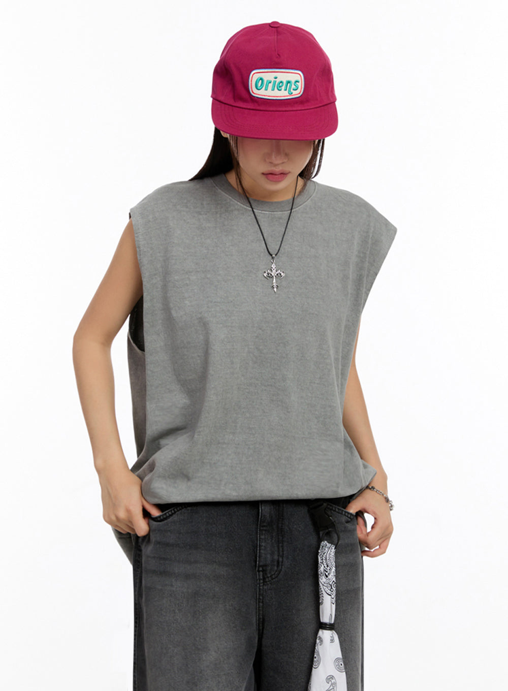 Relaxed-Fit Washed Tank Top IU509