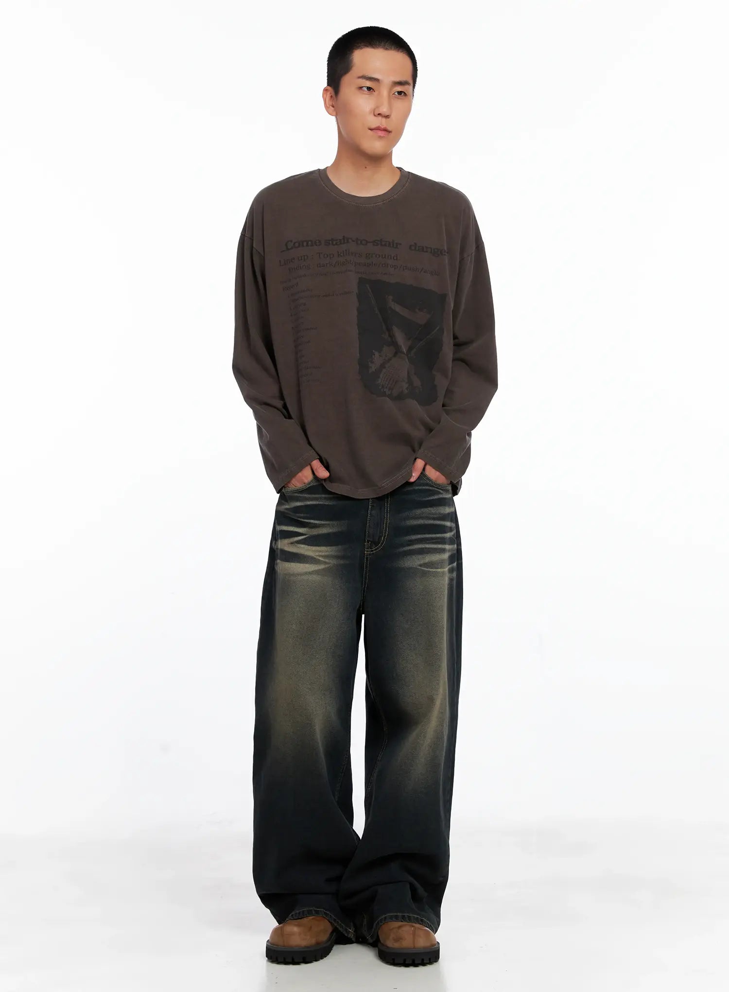 Men's Edgy Graphic Long Sleeve Tee IS509