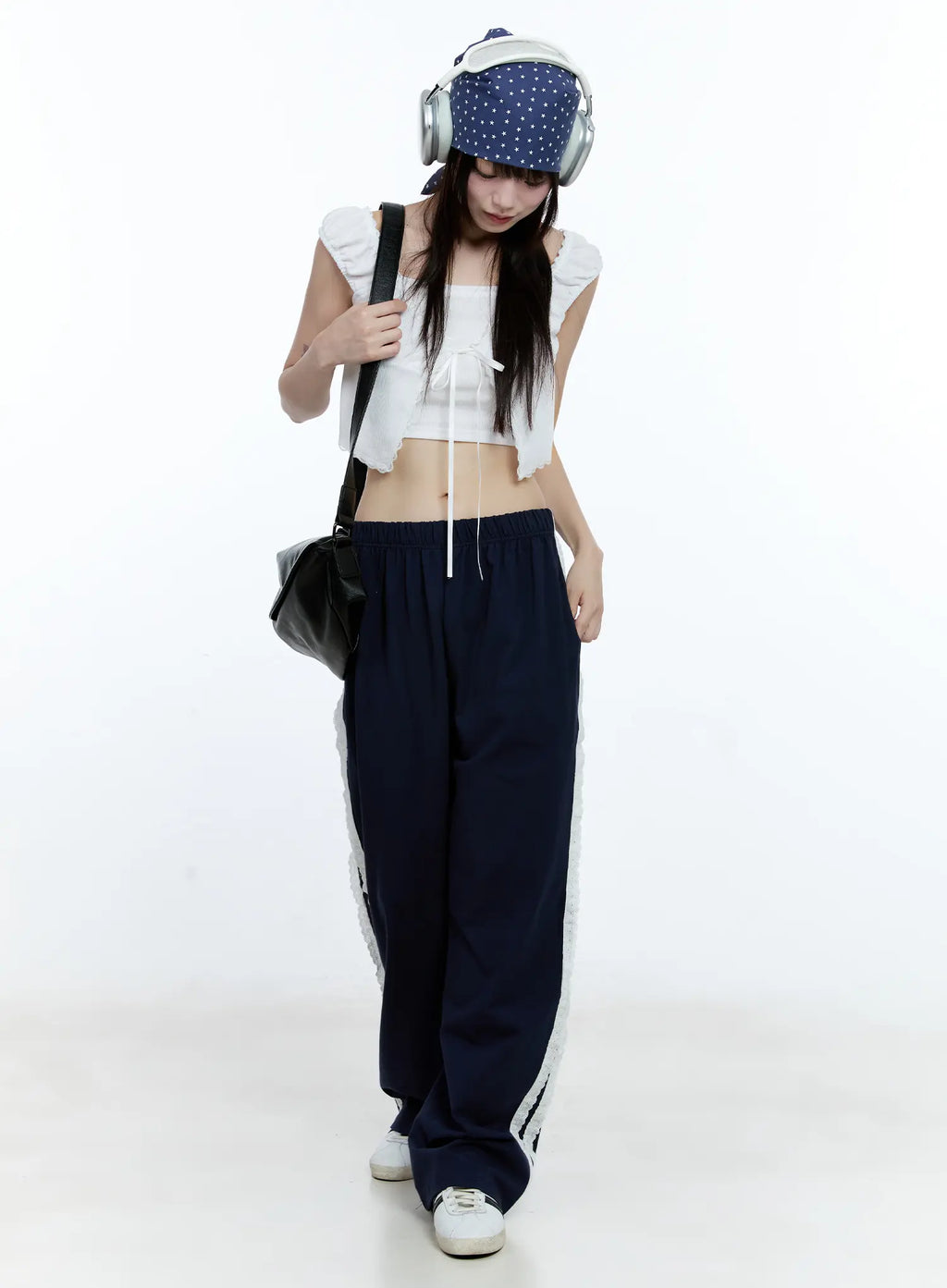 Lace-Trim Wide-Leg Sweatpants CG511