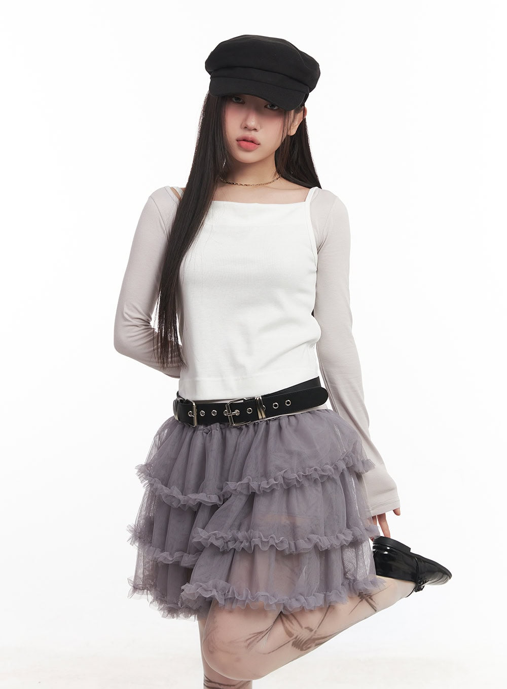 Graphic Long-Sleeve V-Neck Top CM528