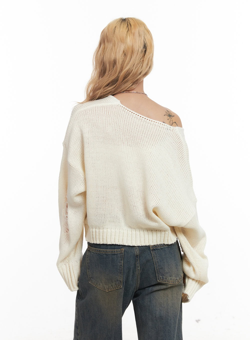 Destroyed Oversized Crop Sweater CM505