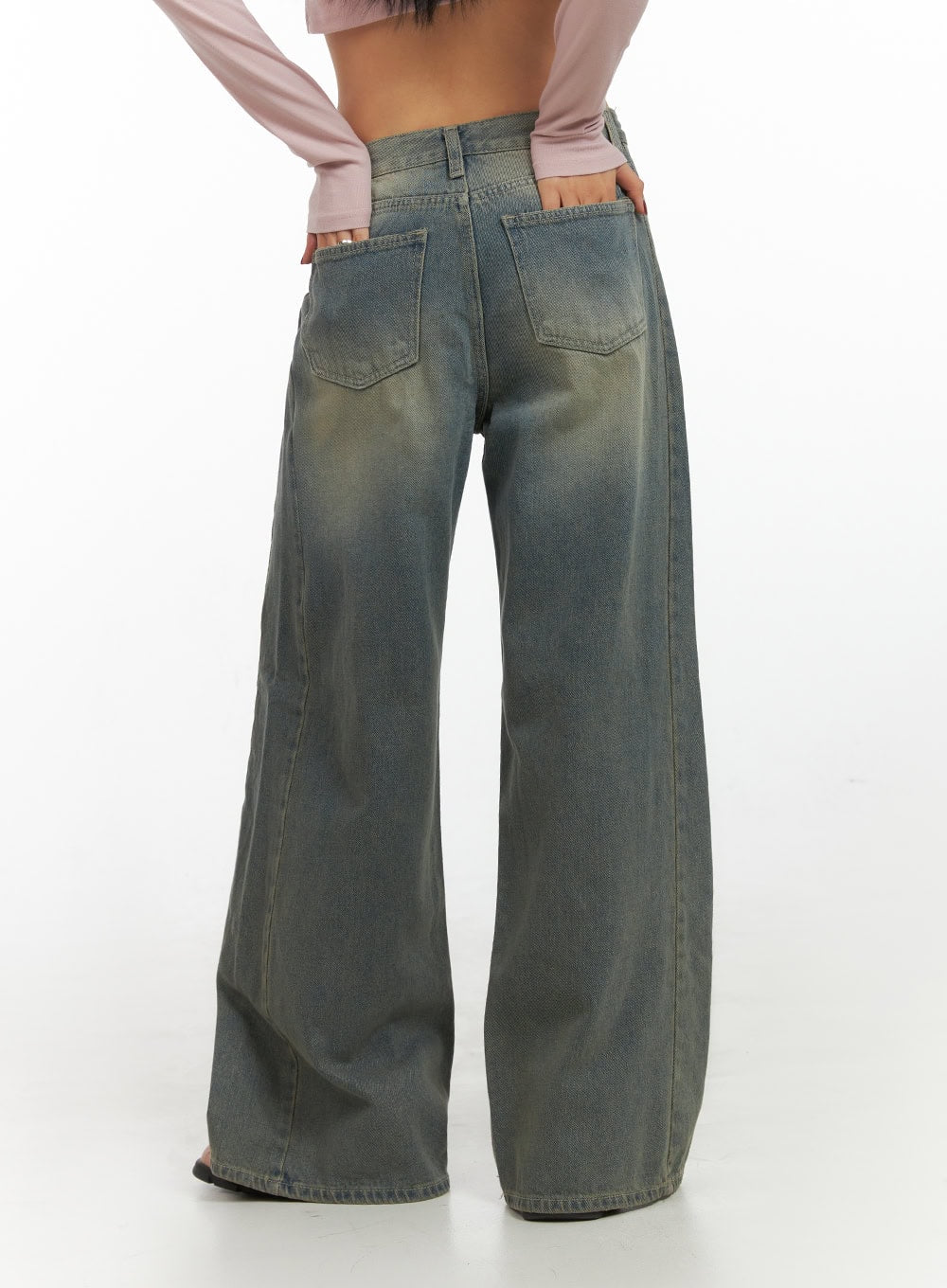 Inez Washed Denim Wide Leg Jeans IS427