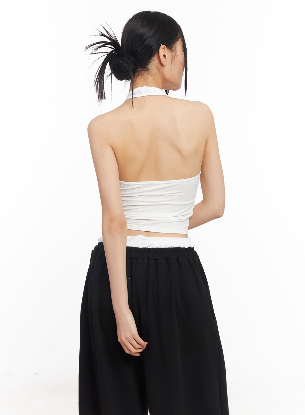 Halter Buttoned Crop Tank Top CY52