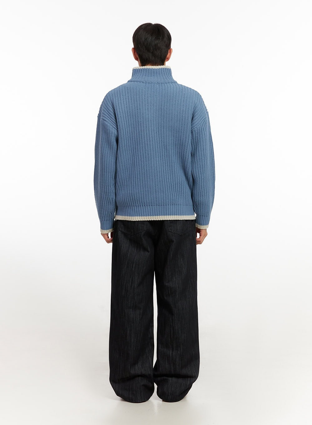 Men's Washed Wide-Fit Denim Jeans ID406