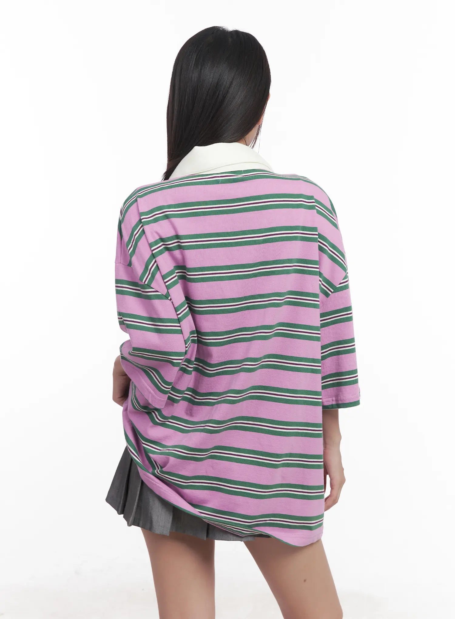 Oversized Striped Polo Shirt CU517