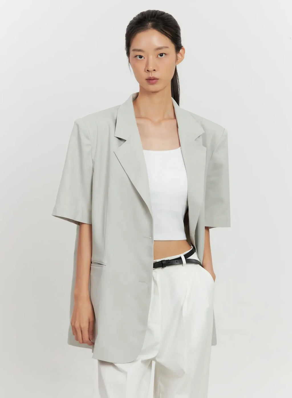 Short-Sleeve Blazer Jacket IL528