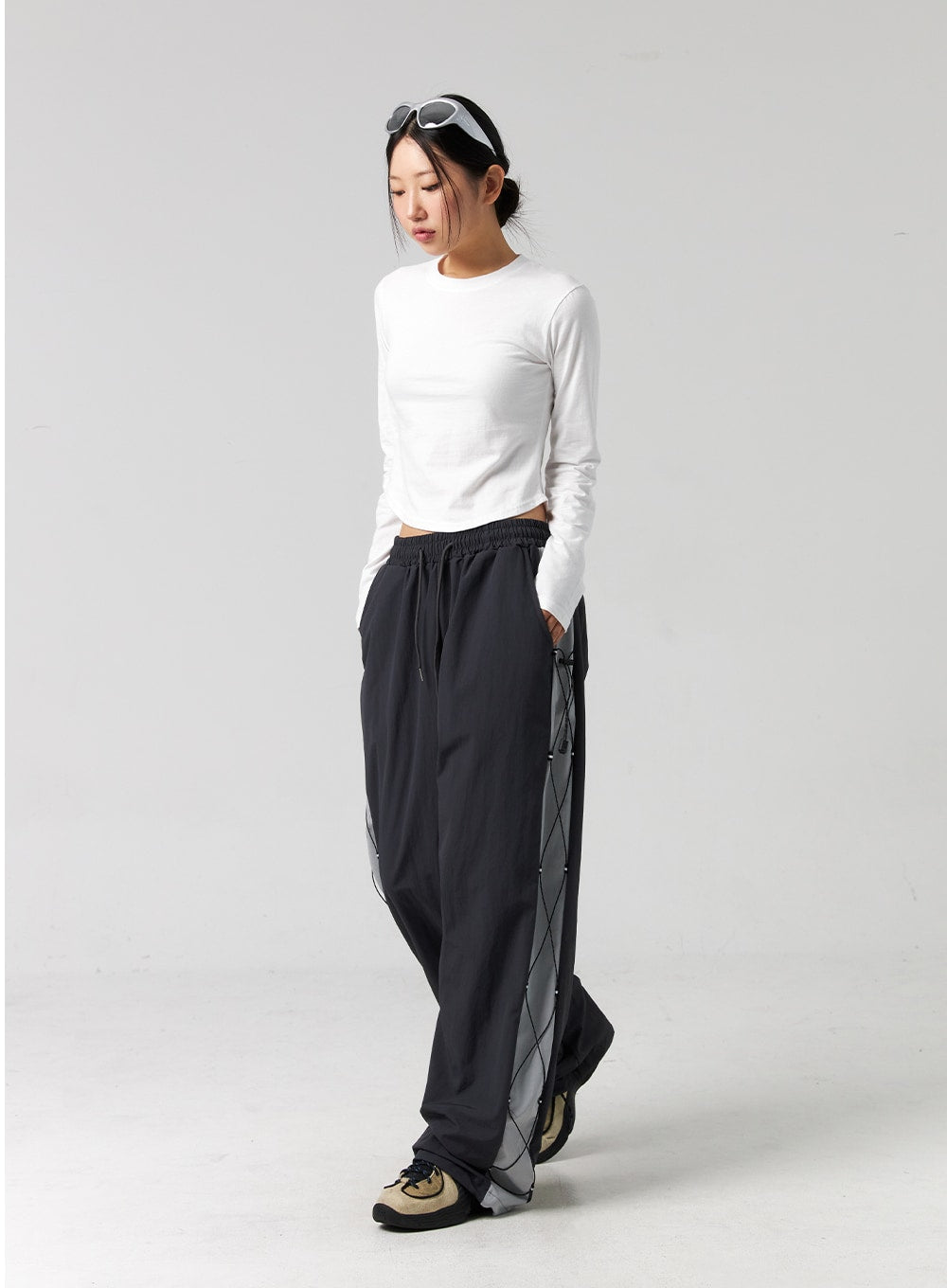 Wide-Leg Nylon Pants CG325