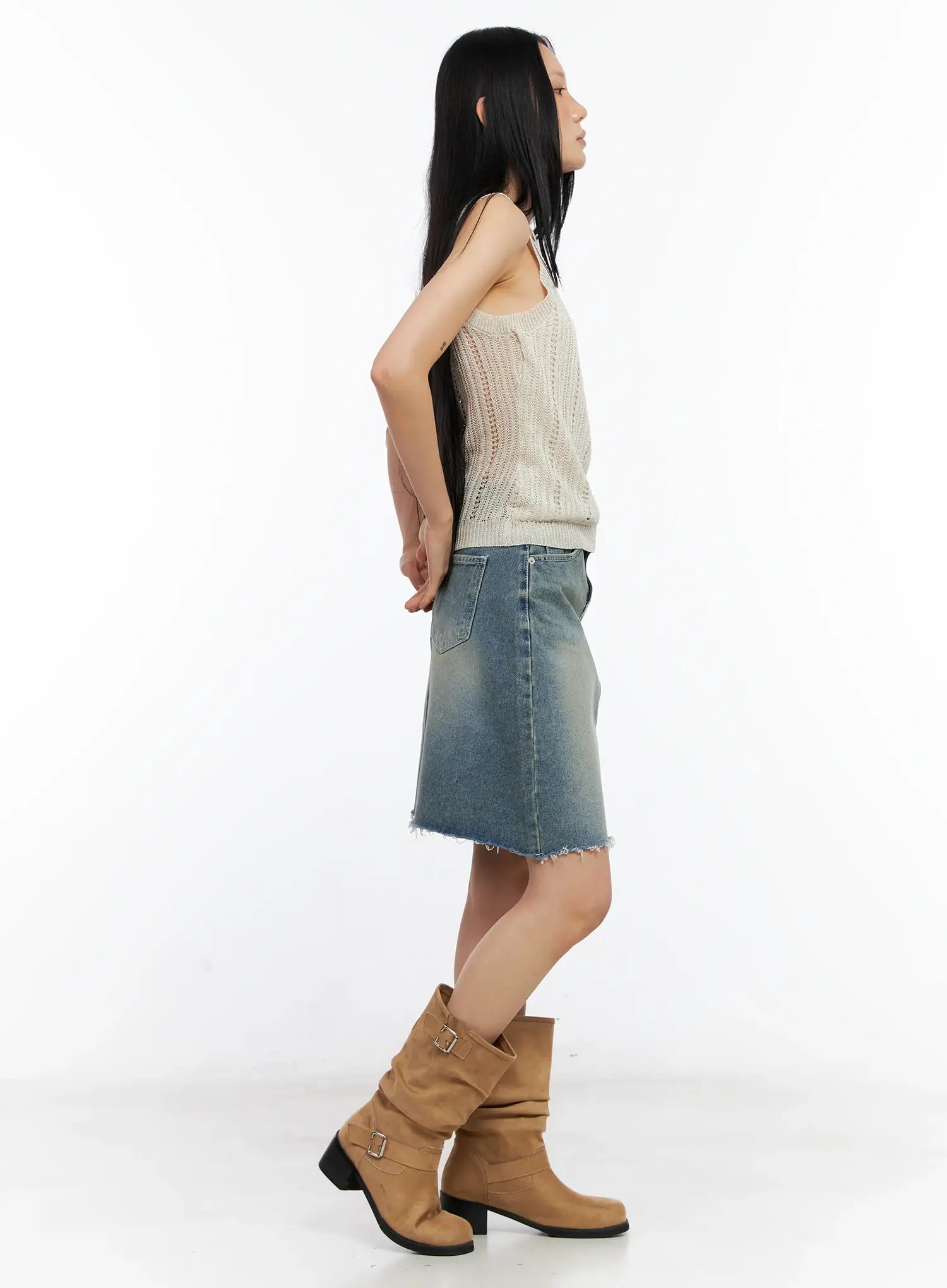 Layered Knit Halter Tank Top CL529