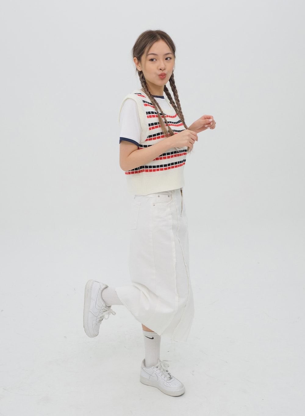 Pattern Cropped Knit Vest C1002